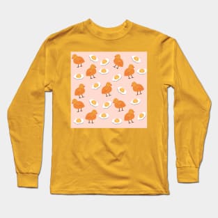 Cute Chicken and Egg Yolk Nursery Pattern Long Sleeve T-Shirt